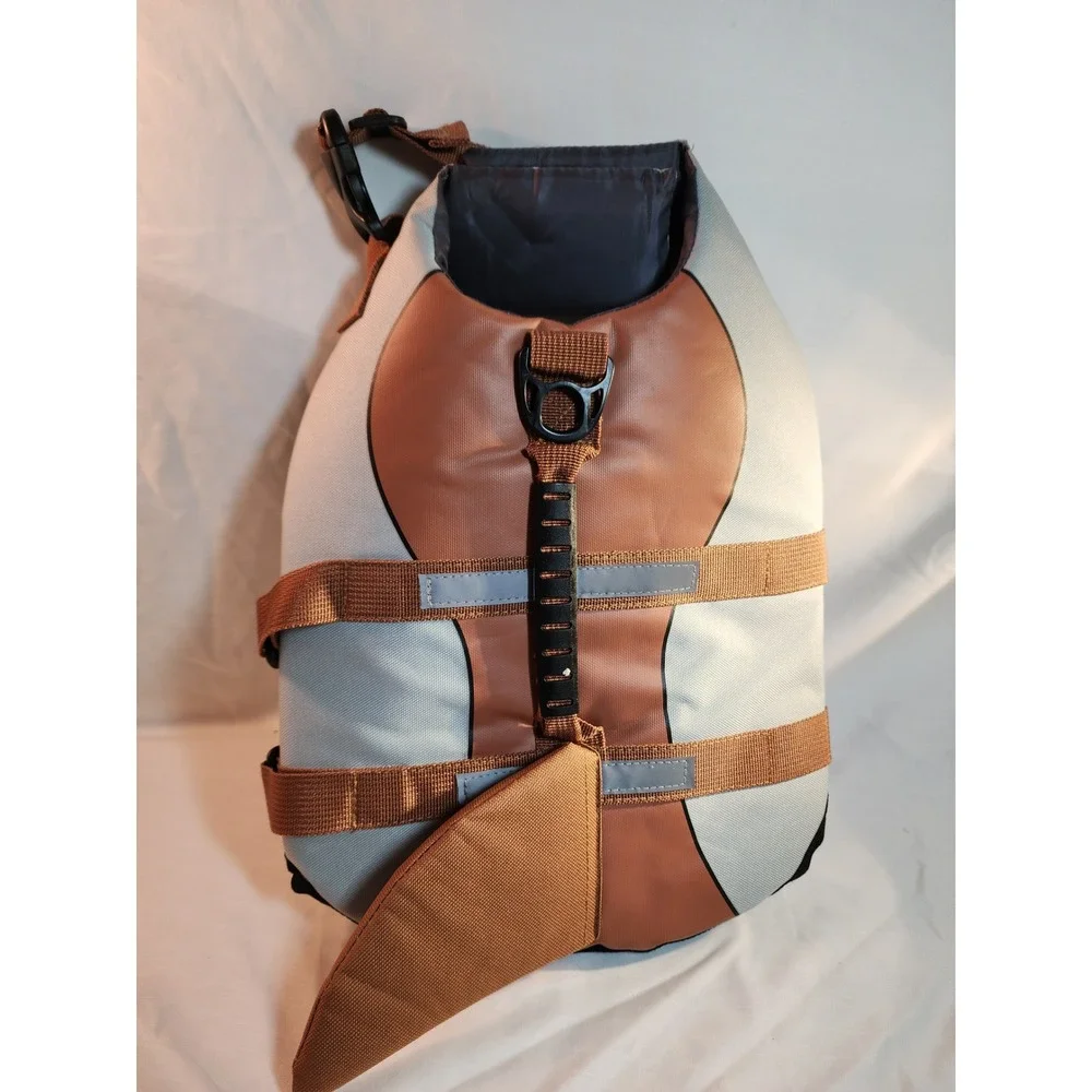 Shark Fin Dog Life Jacket Small Orange Grey Reflective Safety Swim Vest PFD